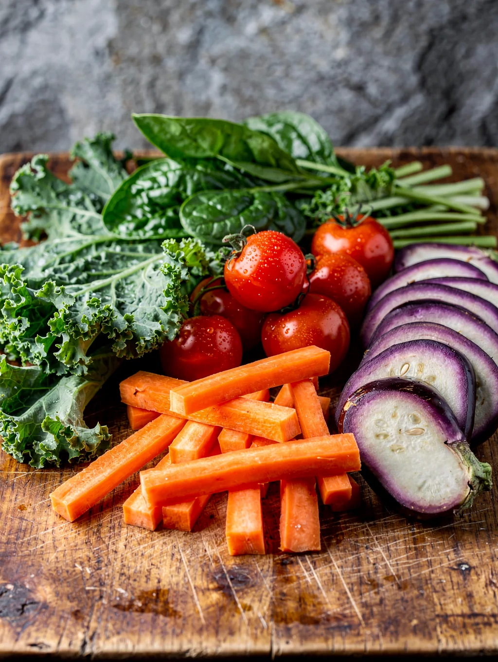 Selection of fresh seasonal vegetables and herbs